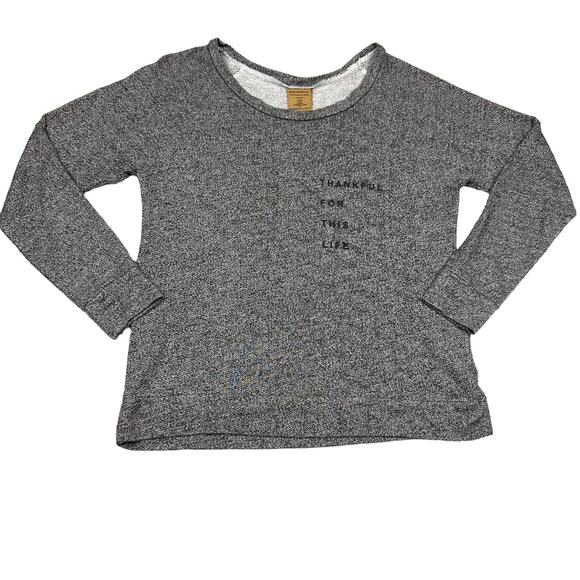 good hYOUman Tops - good hYOUman Women Gray Long Sleeve "Thankful For This Life" Graphic Sweatshirt